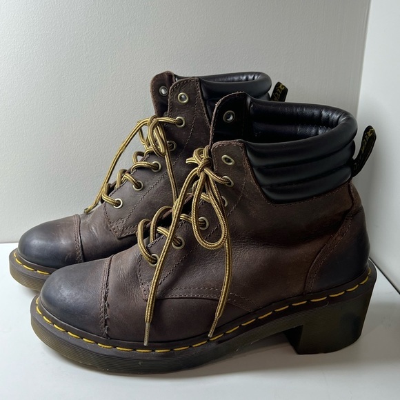 Dr. Marten Size 8 Distressed Alexandra Brown Combat Moto Boots Vibram Sole EUC - Picture 6 of 12